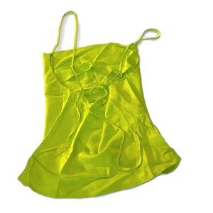 Topshop Cowl Neck Satin Camisole in Lime • Size 6 (US 2-4) Small NWT
